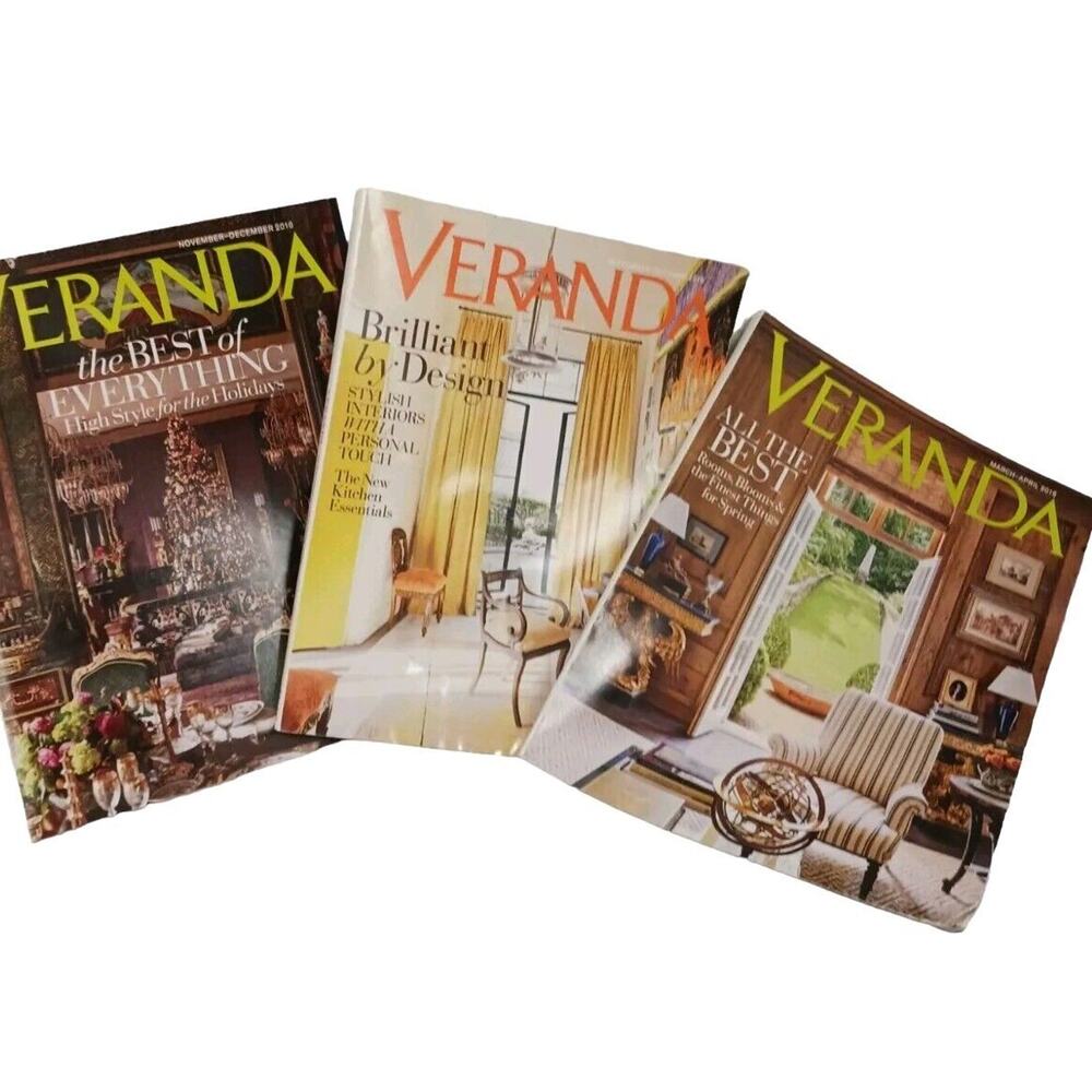 Lot Of 3 VERANDA Magazines 2016 Including HOLIDAY Issue March September November